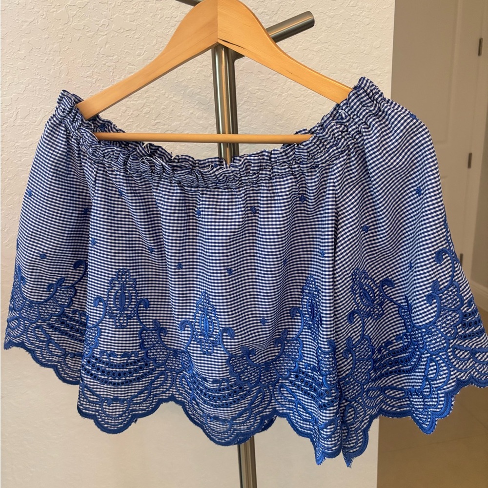 Alexis Blue Checkered Ruffle Top - Picture 3 of 3